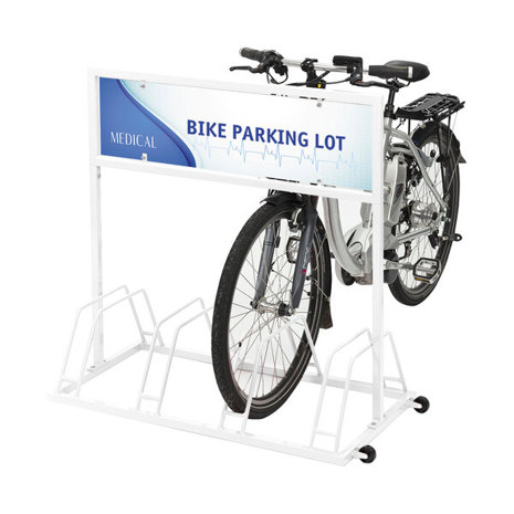 WSM - Fahrradständer Plazar fahrbar für 4 Räder weiß