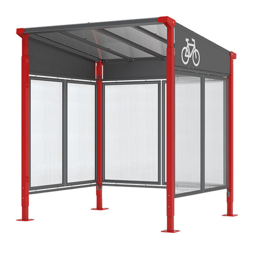 SPL - Fahrradüberdachung Milano RAL 3020 verkehrsrot Anbaufeld