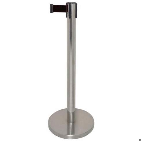 BOLERO - Absperrpfosten aus Edelstahl mit schwarzem Band 3m GG724