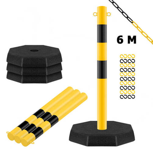 ROBUSTO - Kettenpfosten-Set STAHL 6 m Stahlkette
