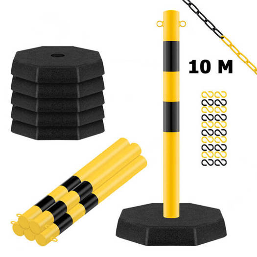 ROBUSTO - Kettenpfosten-Set 100 cm Stahl gelb/schwarz